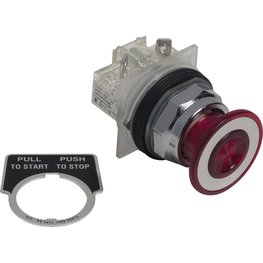 9001KR9RH6S10 - Push button, Harmony 9001K, metal, mushroom 41mm, red, 30mm, 2 positions, push-pull, 1NC not fingersafe