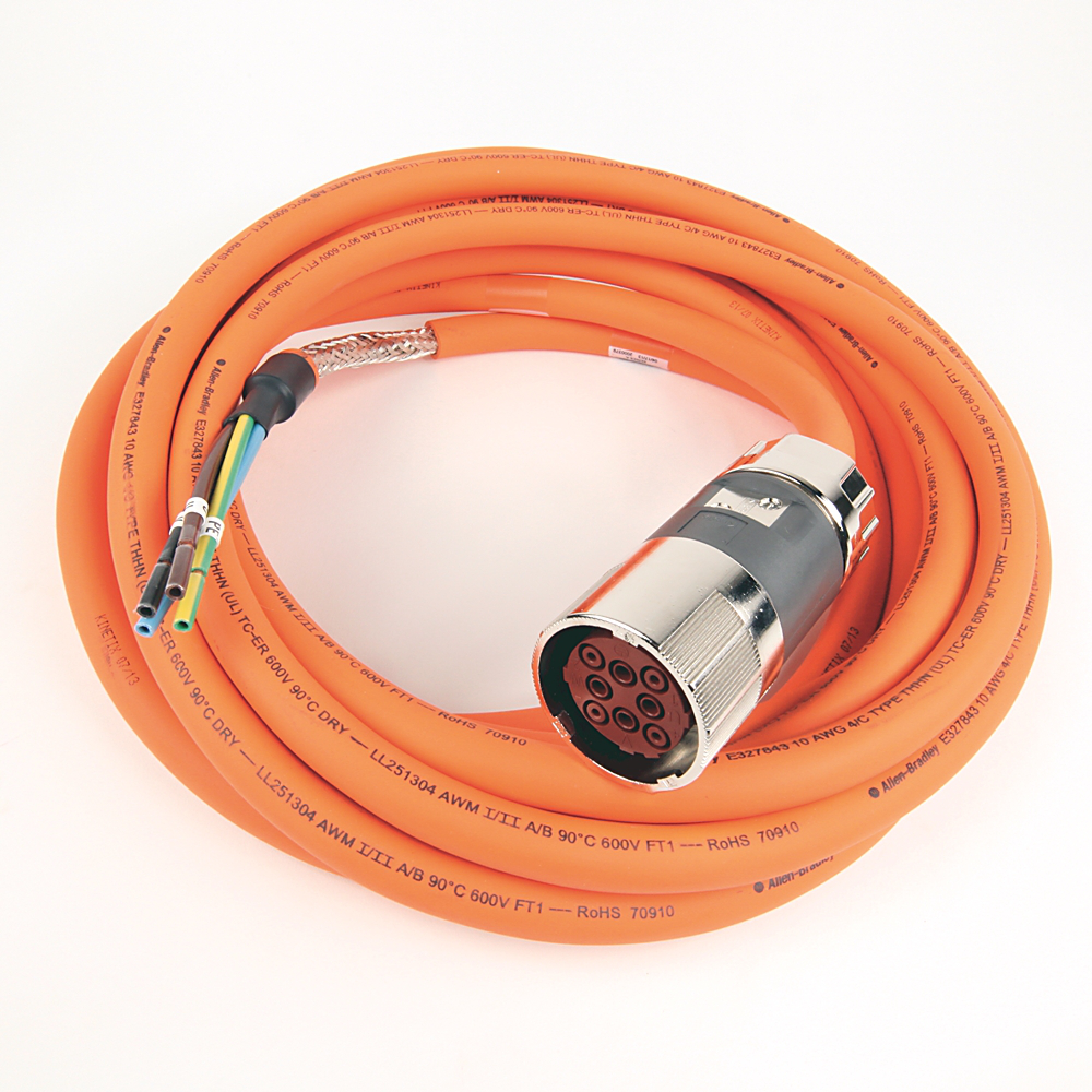 2090-CPWM7DF-10AA07 - Cable SpeedTEC, solo alimentación del motor, conector DIN SpeedTec, extremo de accionamiento, cable flotante, 10 AWG, estándar (no flexible), 7 metros