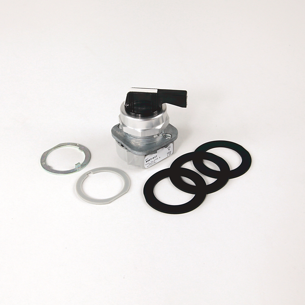 800T-H18D1 - Interruptor de selección de 2 posiciones, tipo 4/13, 30,5 mm, sin iluminación, blanco, palanca de perilla con retorno por resorte hacia la izquierda, 1 NA