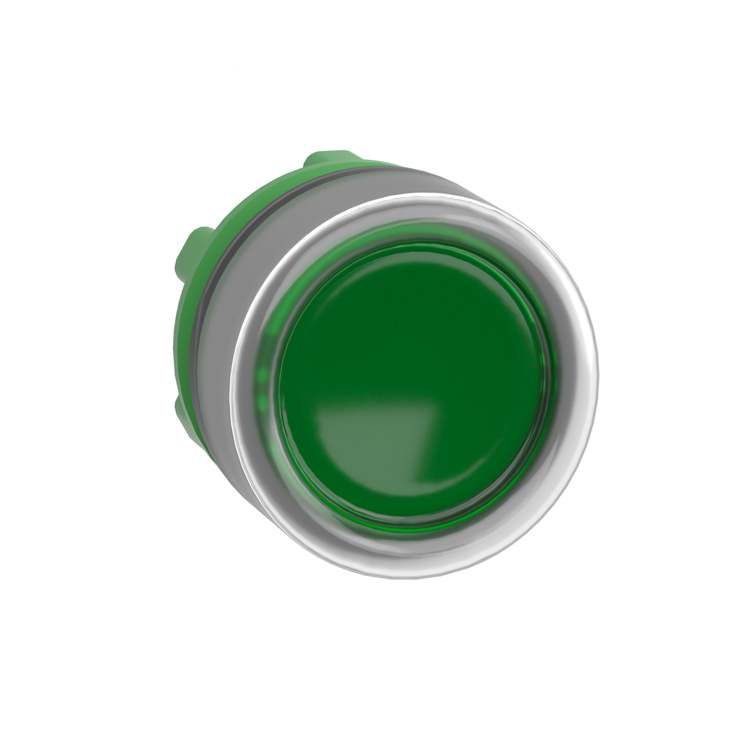 ZB5AW533C0 - Cabezal para pulsador iluminado, Harmony XB5, bisel gris, empotrado verde, 22 mm, LED universal, lente lisa, funda transparente