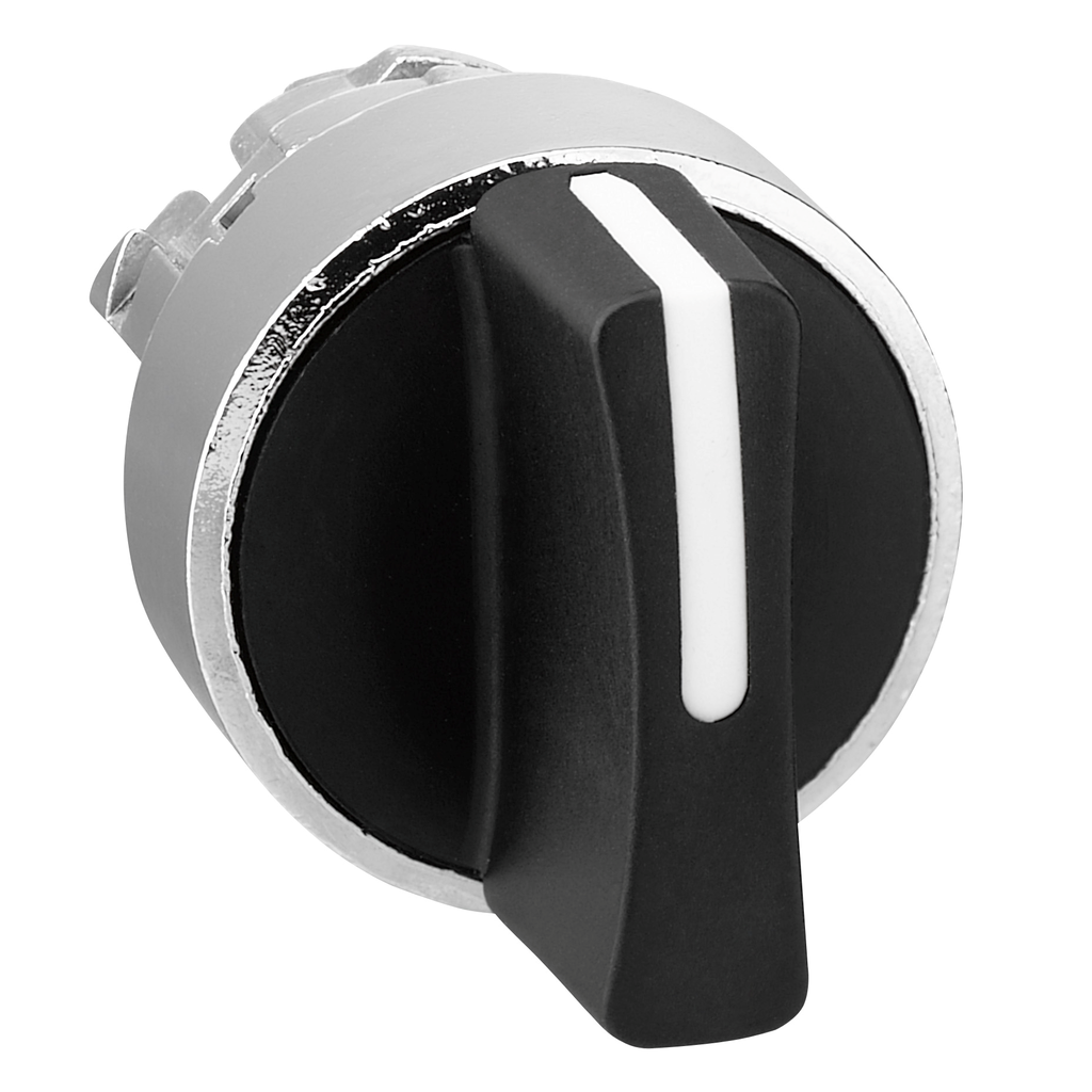 ZB4BD8 - Cabezal de interruptor selector, Harmony XB4, metal, negro, 22 mm, 3 posiciones, retorno por resorte de derecha a centro