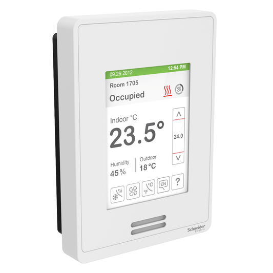 SE8650U5B11 - Unidad de techo, bomba de calor y control de calidad del aire interior: BACnet MS/TP, sensor y control de humedad relativa, sensor de movimiento PIR, carcasa/fascia blanca