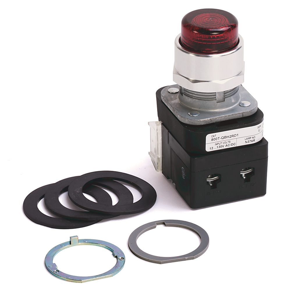 800T-QBH2RD1V - 30.5mm Type 4/13 Mom. Contact PB-Illum., Red, Ext. Hd w/o Guard, LED, 12-130V AC/DC, 1 NO PenTUFF