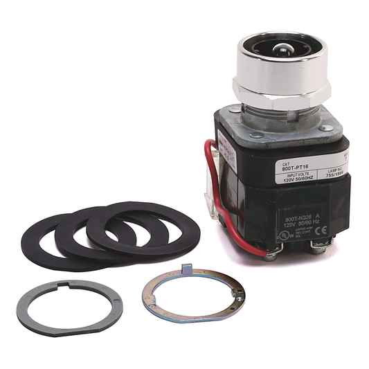 800T-PTH16BAY - 30.5mm Type 4/13 Pilot Light, Xfmr, Push-to-Test, LED, Blue, 120V AC 50/60 Hz, 1 N.O. - 1 N.C. Stackable Sealed Switch