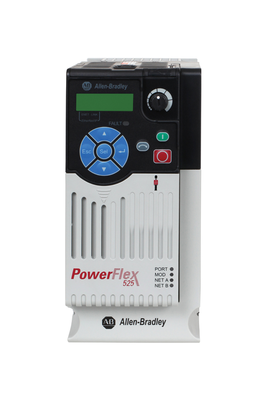 25B-D010N104 - PowerFlex 525 AC Drive, with Embedded EtherNet/IP and Safety, 480 VAC, 3 Phase, 5 HP, 4 kW Normal Duty; 5 HP, 4 kW Heavy Duty, Frame B, IP20 NEMA / Open Type, No Filter