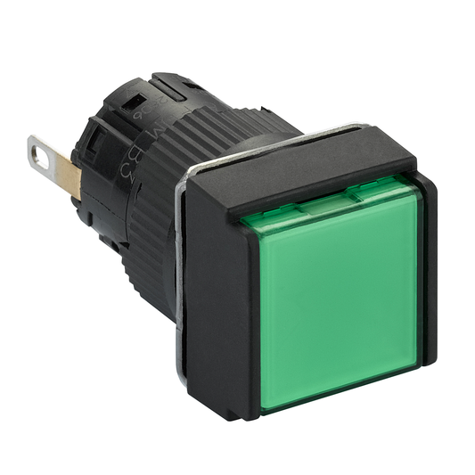 XB6ECV3BP - Luz piloto monolítica, Harmony XB6E, cuadrada verde, 16 mm, plástico, IP65, LED integrado, 24 V CC