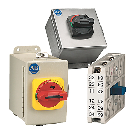 194E-CA16E - IEC Load Switch, NEMA Type 4/4X - IP66 Stainless Steel - Base / DIN Rail, Handle Color:Red / Yellow, 16A, 3 Poles