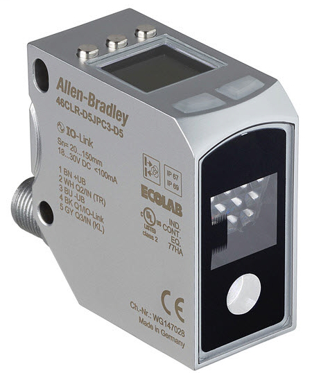 46CLR-D5LAC1-D5 - 46CLR TrueColorSensor, Diffuse, White LED, Light and Dark Operate, Auto PNP or NPN, Push Button - Selectable PNP or NPN, 18..32 mm, Glare Suppression,5-pin M 12 Integral QD, Yes