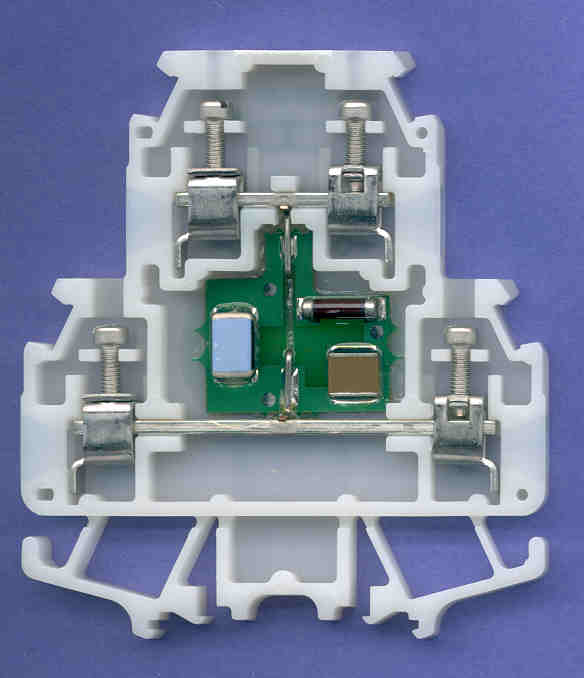 1492-HM2K240 - 1492-H Finger-Safe Terminal Blocks, H-Block,Double Circuit Surge Suppressor Block, Code 2,240V AC/DC Surge Suppressor, #30 - #12 AWG, White,No Bulk Pack (Single Block)