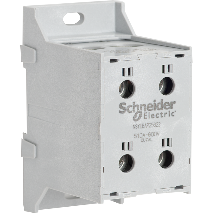 NSYEBAD25622 - Power distribution block, Linergy, enclosed, 510A CU, 410A AL, 600 V, 2 line side lug, 2 load side lug, AL lug, rail