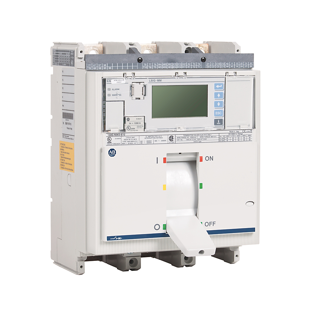 140G-N6I4-E12 - 140G - Disyuntor de caja moldeada, marco N, 65 kA, LSIG (electrónico), 4 polos, corriente nominal 1200 A (80 % nominal)