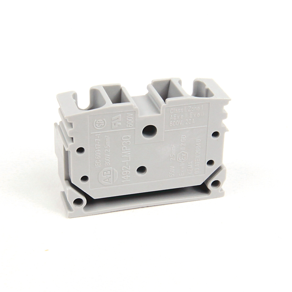1492-LMP3Q-B - Spring Clamp Terminal Block,Mini surface mount, Feed-Through Block,2.5 mm (# 22 AWG - # 14 AWG),4 Connection points,Blue