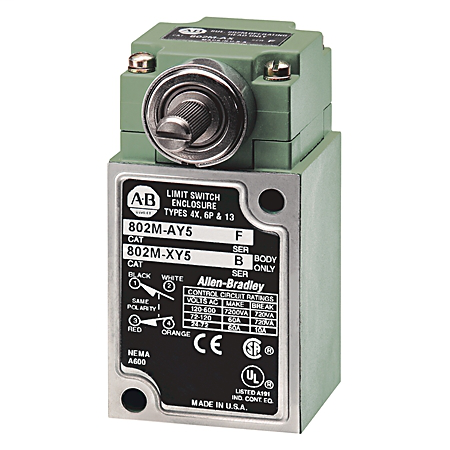 802M-BY5 - Limit Switch, Pre-Wired Factory Sealed, Complete Switch, Top Push Rod, 2-Circuit, 1.52m (5ft) length STO cable