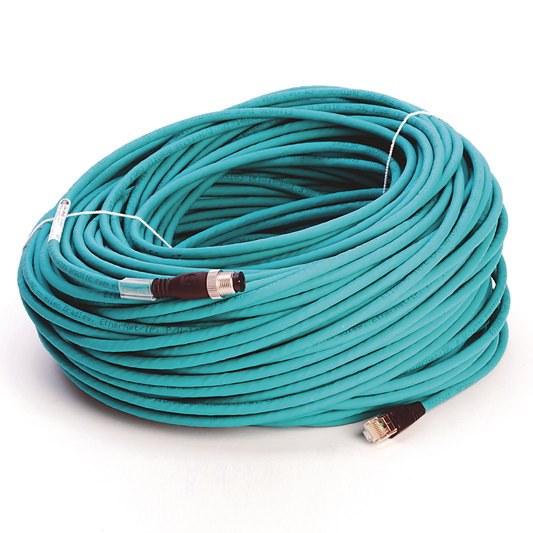 1585D-M4TBJM-7 - 1585 Ethernet Cables, 4 Conductors, M12, Straight Male, Standard, RJ45, Straight Male, Teal Robotic TPE, 100BASE-TX, 100 Mbit/s, 4 Conductor, Teal TPE, Flex Rated