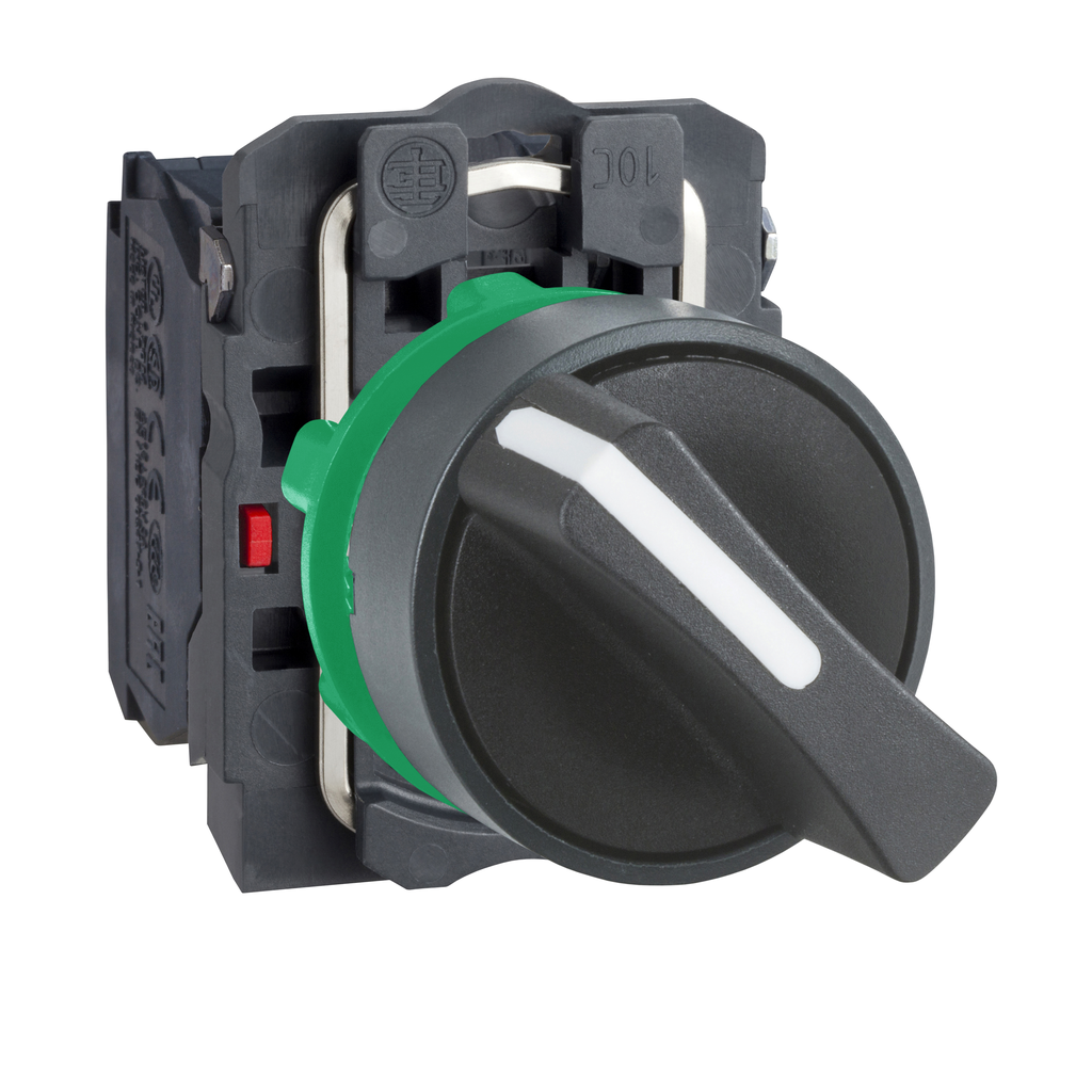 XB5AD25 - Interruptor selector, Harmony XB5, plástico, negro, 22 mm, 2 posiciones, contacto fijo, 1 NO + 1 NC