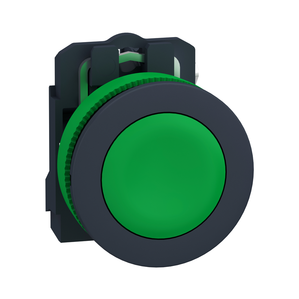 XB5FA31 - Pulsador antimicrobiano de empotrar, Harmony XB5, plástico, verde, 30 mm, retorno por resorte, sin marcar, 1 NO