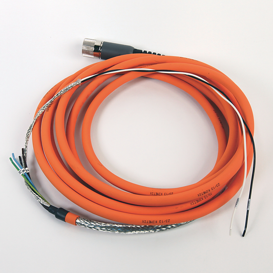 2090-CPBM7DF-16AA05 - SpeedTEC Cable, Motor Power With Brake Wires, SpeedTec DIN Connector, Drive-end, Flying-lead, 16 AWG, Standard (Non-Flex), 5 Meters