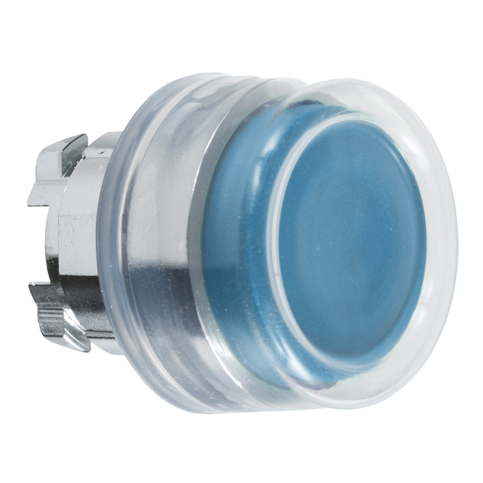 ZB4BP68 - Head for non illuminated push button, Harmony XB4, blue flush, 22mm, spring return, clear boot, unmarked