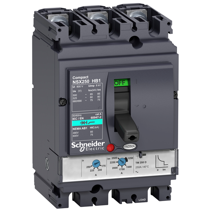 LV433212 - Circuit breaker, ComPact NSX100HB1, 75kA/690VAC, TMD trip unit 50A, 3 poles 3d