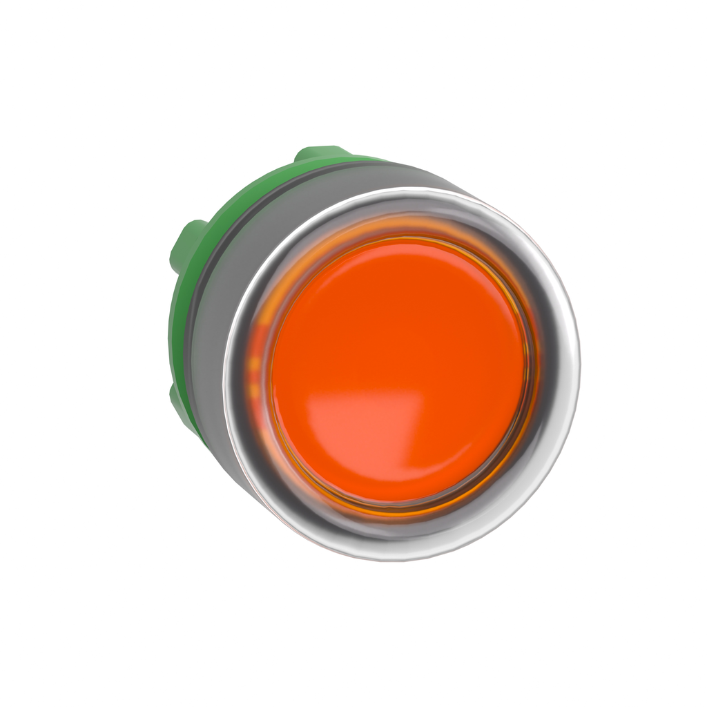 Cabezal para pulsador iluminado, Harmony XB5, empotrada en naranja, 22 mm, LED universal, retorno por resorte, funda transparente, sin marcar (Cantidad: 150)