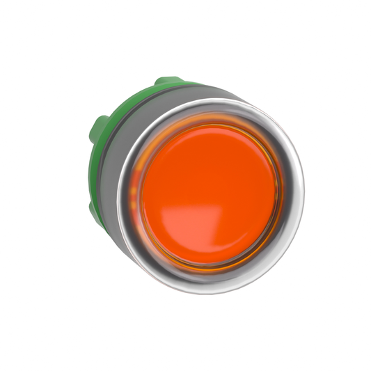 Cabezal para pulsador iluminado, Harmony XB5, empotrada en naranja, 22 mm, LED universal, retorno por resorte, funda transparente, sin marcar (Cantidad: 150)