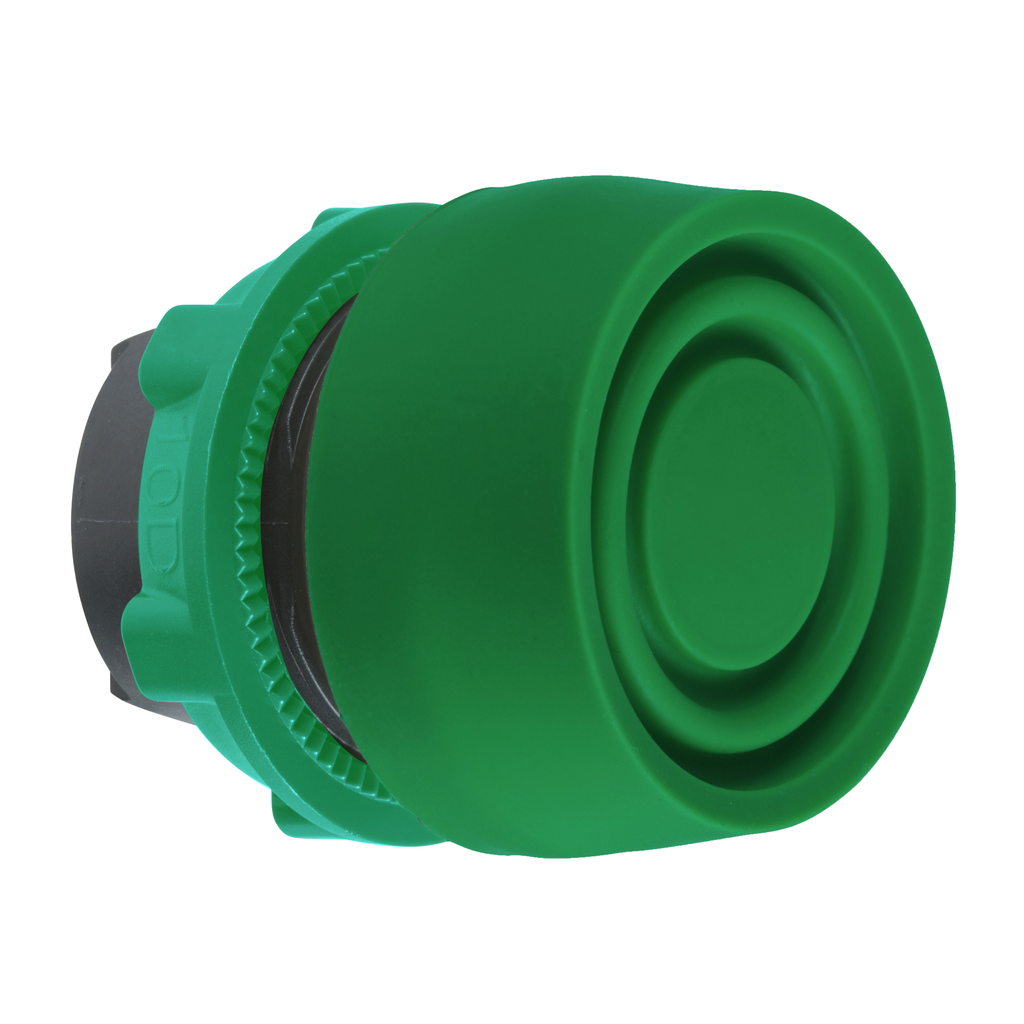 ZB5AP3S - Cabezal de pulsador, Harmony XB5, plástico, empotrado, verde, 22 mm, retorno por resorte, funda de color, sin marcar