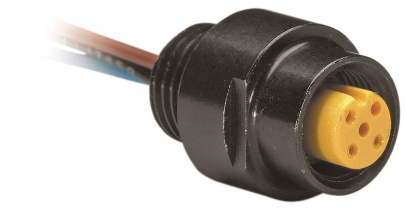 888D-M3AC1-1 - Receptacle, DC Micro (M12), Male, Straight, 3-Pin, 22AWG, 1 meter (3.28 feet)