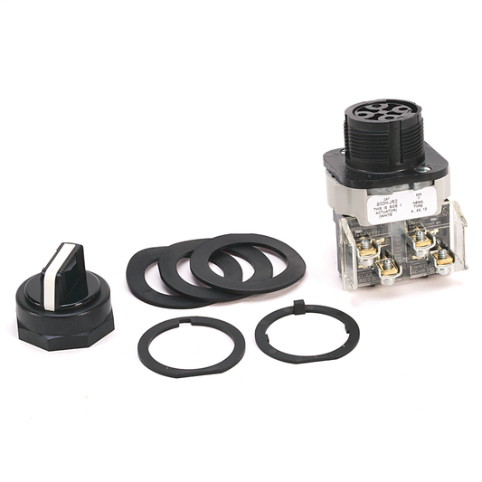 800H-JR5 - 800H 3 Position Selector Switch, White, Std. Knob Spring Rtn fr/ Right, 3 Position, Cam and Contact Blocks, Code R for 800H, No