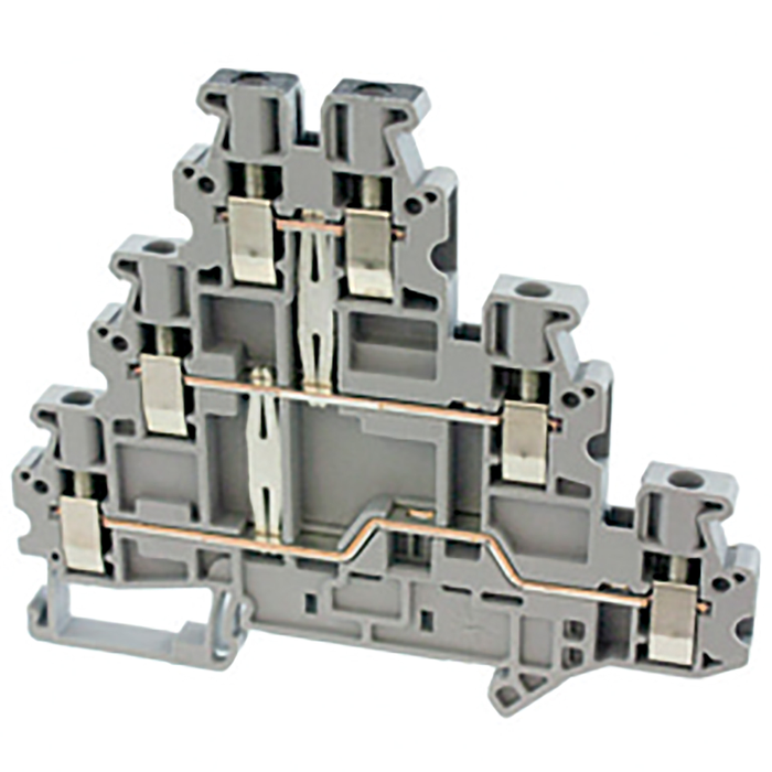 NSYTRV26TC - SCREW TERMINAL, 3 LEVELS CONNECTED, 6 POINTS, 2,5MM², GREY