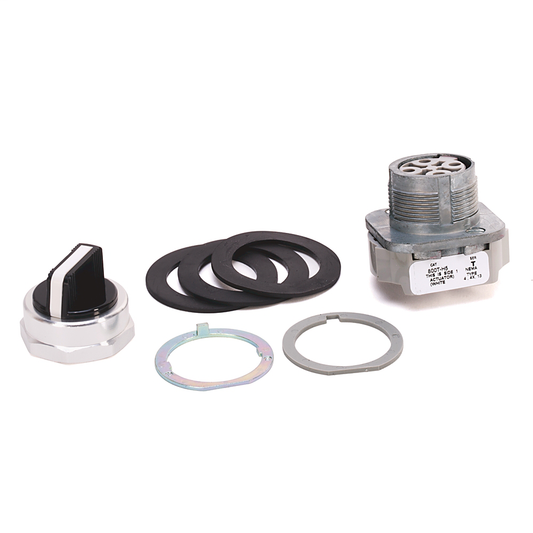 800T-H5A2 - 30.5mm Type 4/13 2 Pos Sel. Switch-Non-Illum., White, Std. Knob Spring Return fr/ Right, 2 NO