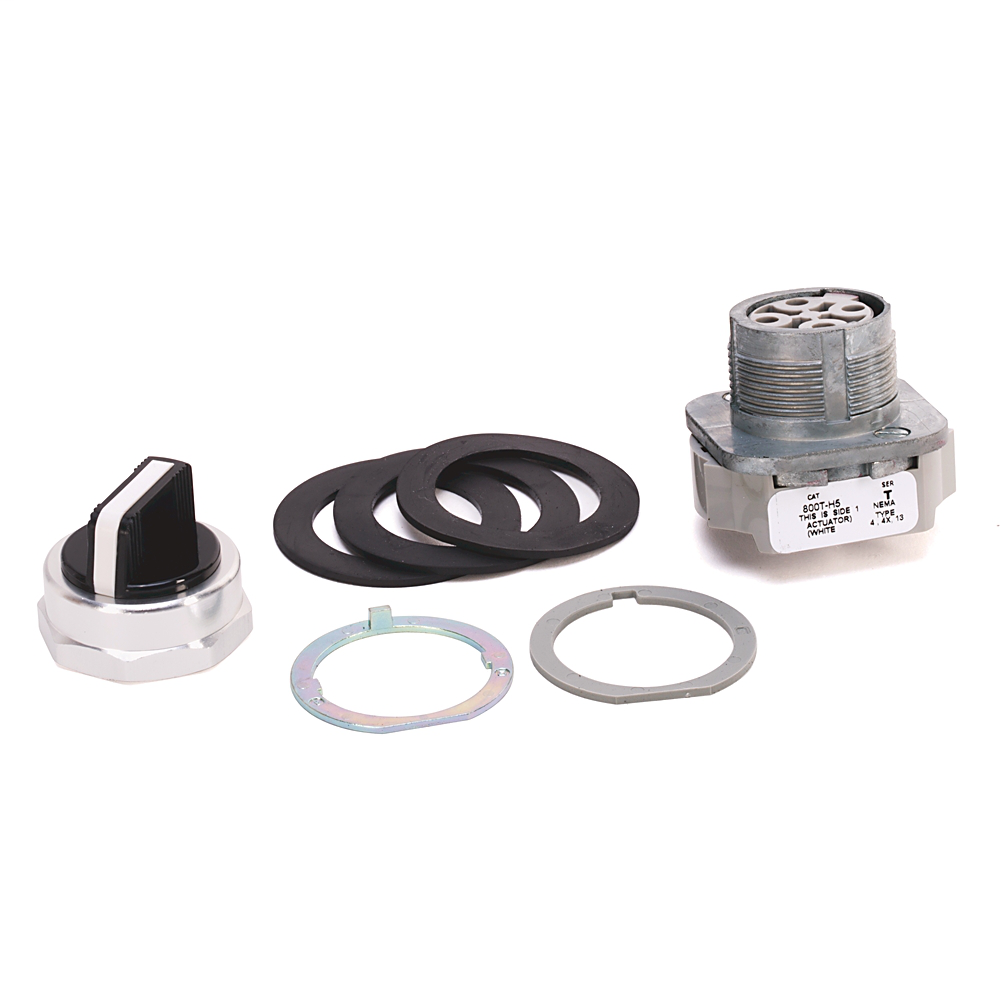 800T-H51A - 30.5mm Type 4/13 2 Pos. Cylinder Lock Sel. Switch, Spr. Ret. from Right, Lock-Left, CH501 Key, 1 NO-1 NC