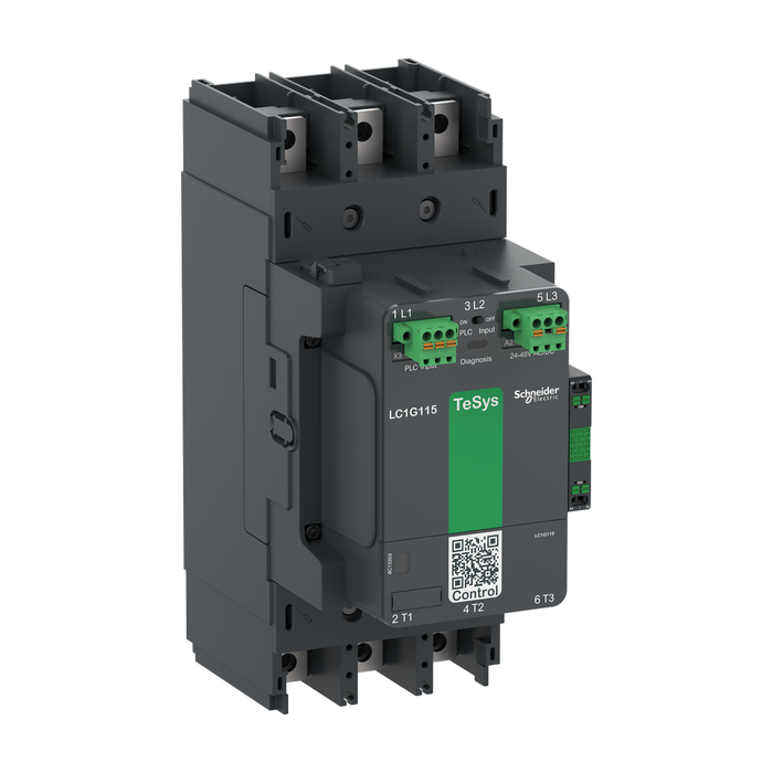 LC1G185EHEA - Contactor, high power, TeSys Giga, advanced version, AC-3, <= 440V, 185A, 3 pole/NO, 48-130VAC/DC coil