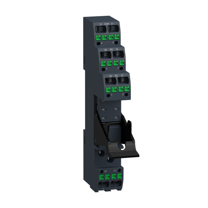 RSZE08P - Push in socket with clamp, Harmony, for RSB1A RSB2A relays, 10A, push in terminals, separate contact