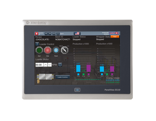 2715P-T12WD-B - PanelView 5510, terminal gráfico de 12 pulgadas, táctil, pantalla a color de amplia relación de aspecto, entrada de CC, sin marca