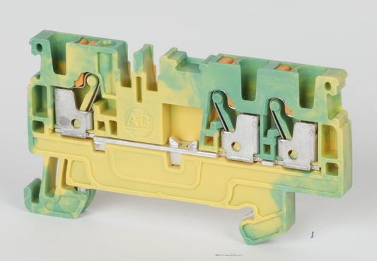 1492-PG4T - Bloques de terminales a presión 1492-P, 4 mm² (AWG 26 - AWG 10), no aplicable, bloque de conexión a tierra, un nivel, 1 punto en un lado, 2 puntos en el otro lado