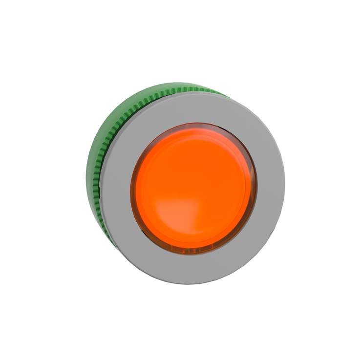 ZB5FV053C0 - Head for pilot light, Harmony XB5, grey bezel, orange flush mounted, 30mm, universal LED, plain lens