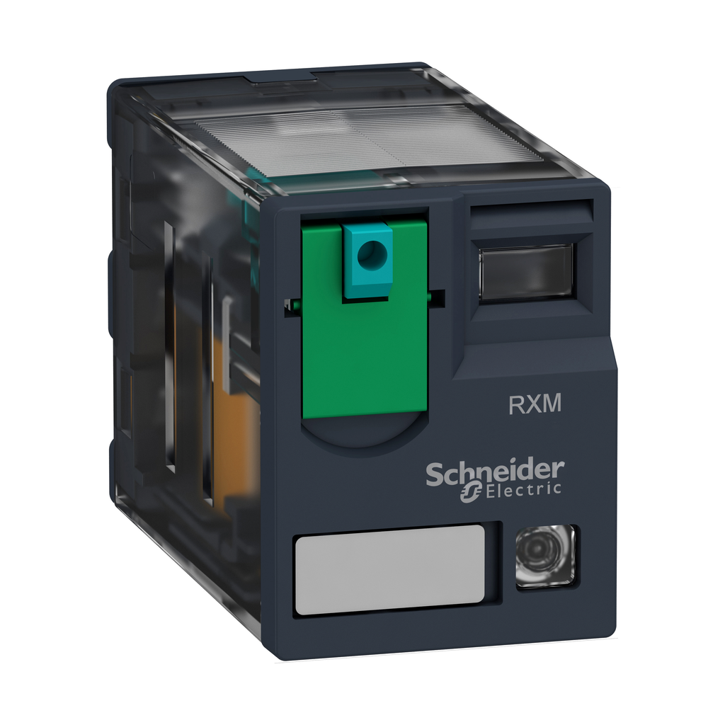 RXM4AB2FD - Relé enchufable miniatura, Harmony, 6 A, 4 CO, con LED, botón de prueba bloqueable, 110 V CC