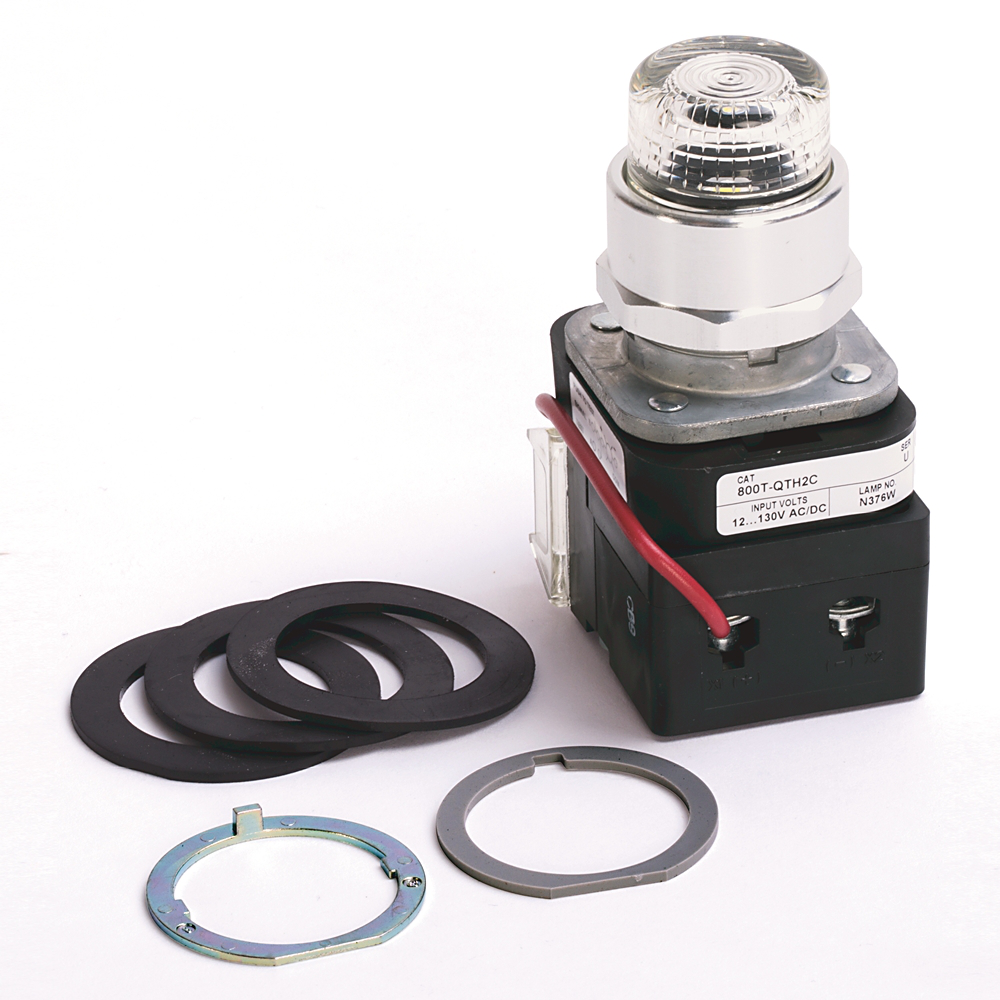 800T-QTH2RAV - Luz piloto tipo 4/13 de 30,5 mm, LED, roja, 12-130 V CA/CC, 1 contacto NA-1 contacto NC PenTUFF