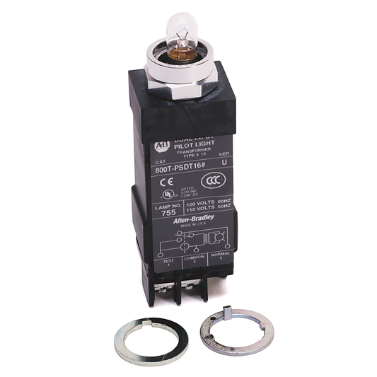 800T-PSDT16G - 800T Small Pilot Light,Green, Transformer (or Dual Input), Dual Input-Transformer Relay, Transformer Type, Incandescent Lamp, 120V AC 50/60 Hz