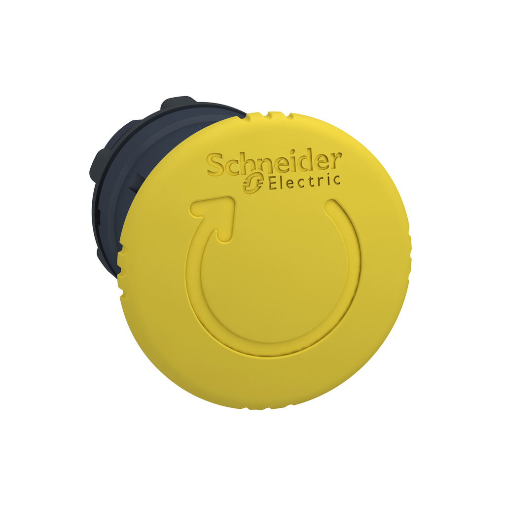 ZB5AS55 - Mushroom push button head 40mm, Harmony XB5, plastic, yellow, 22mm, latching turn realease