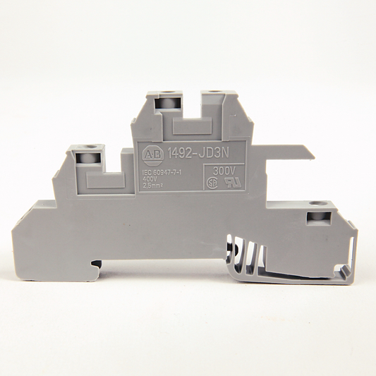 1492-JD3FB - Bloque de terminales IEC 1492-J, bloque de dos niveles, 2,5 mm (# 22 AWG - # 12 AWG), circuito de fusibles de brazo articulado, gris (estándar), 500 V/600 V CA/CC