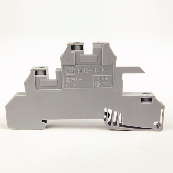 1492-JD3FB - 1492-J IEC Terminal Block, Two-Level Block, 2.5 mm (# 22 AWG - # 12 AWG), Hinged-arm fuse circuit, Gray (Standard), 500V/600V AC/DC