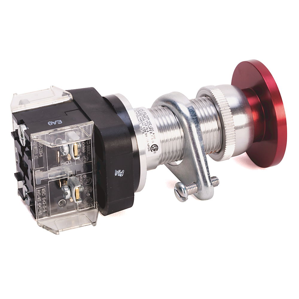 800H-FPXJ6A1 - Hazardous Location Type 7&9 2 Pos. PB-Non-Illum., Standard Barrel Length, Push - Pull Unit, Jumbo Mushroom Head, Red, 1 NCLB-1 NO