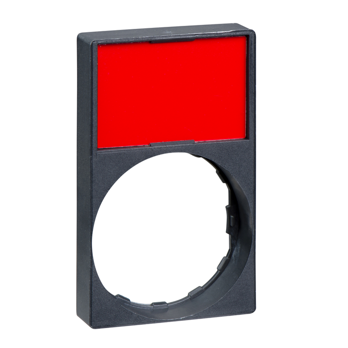 ZBY6H101 - Legend holder, Harmony XB4, 30 x 50mm, for flush, plastic, black, 8 x 27mm red blank legend, unmarked