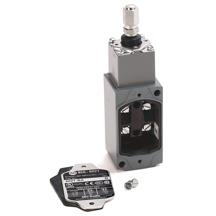 802T-BATPE - Limit Switch, NEMA Type 4 and 13 Oiltight Construction, Plug-In, Top Push Rod, Adjustable, 4-Circuit, Whole Switch, Low Temperature Operation