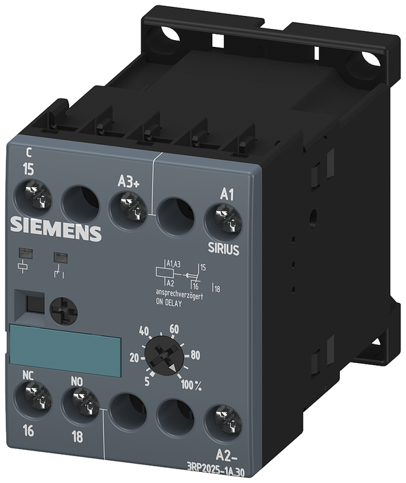 3RP2025-1AQ30 - SOLID-STATE TIME-DELAY RELAY ON DELAY