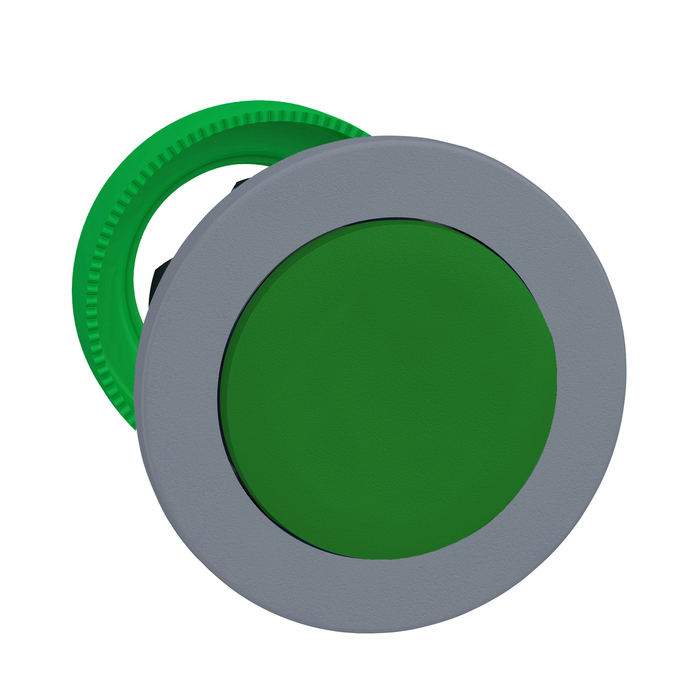 ZB5FL3C0 - Harmony XB5, Flush mounted push button head, plastic, projecting, green, Ø30, spring return, grey bezel