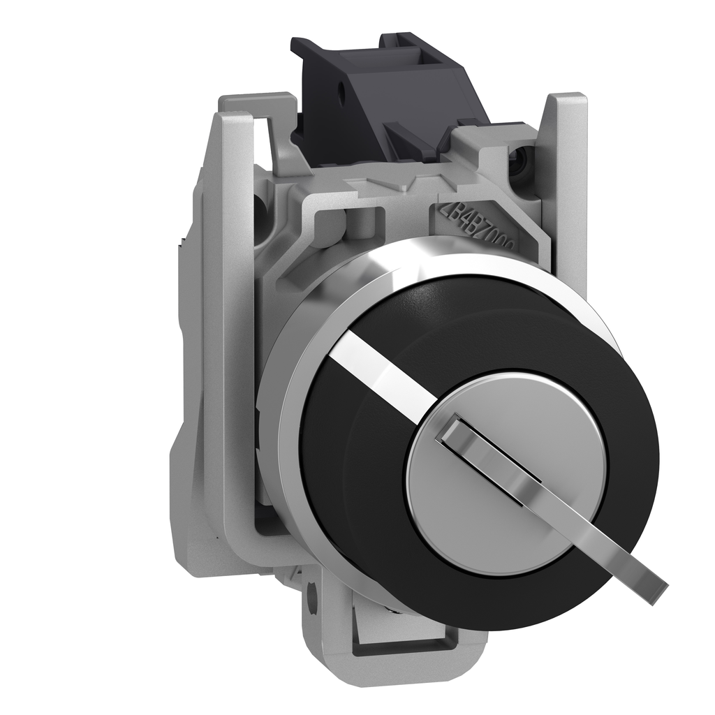 XB4BG21 - Harmony XB4, Selector de llave, metal, negro, Ø22, llave 455, 2 posiciones, cierre hermético, 1 NA