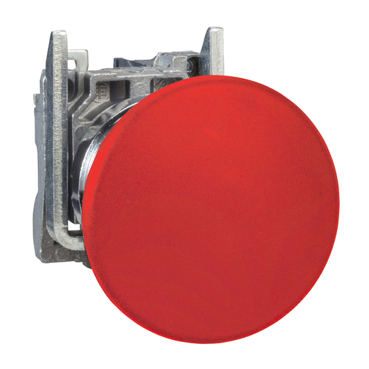 XB4BC42 - Push button, Harmony XB4, red, metal, 22mm, spring return, 1NC, unmarked