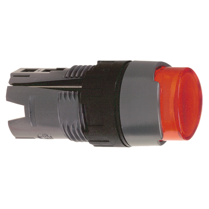 ZB6AE4 - Head for illuminated push button, Harmony XB6, red projecting pushbutton Ø 16 spring return 12...24 V